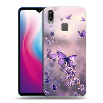 Пластиковый чехол на Vivo Y93 с принтом бабочки и лаванда