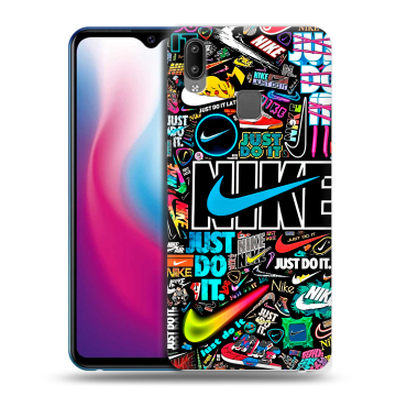 Пластиковый чехол на Vivo Y93 с принтом найк nike черный Пластиковый чехол на Vivo Y93 с принтом найк nike черный