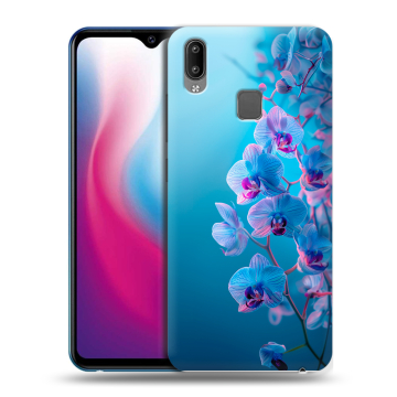 Пластиковый чехол на Vivo Y93 с принтом голубые орхидеи