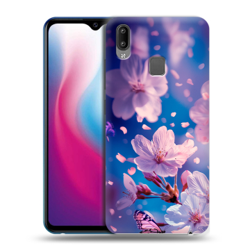 Пластиковый чехол на Vivo Y93 с принтом цветы бабочки