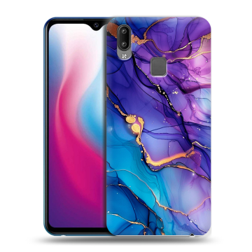 Пластиковый чехол на Vivo Y93 с принтом синий мрамор