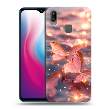 Пластиковый чехол на Vivo Y93 с принтом бабочки розовые