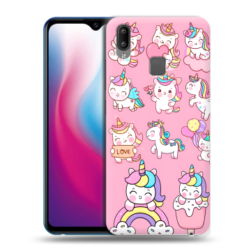 Пластиковый чехол на Vivo Y93 с принтом Единороги и радуга
