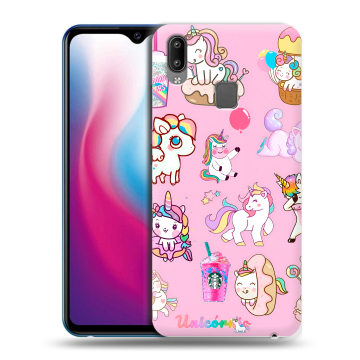 Пластиковый чехол на Vivo Y93 с принтом розовые единороги
