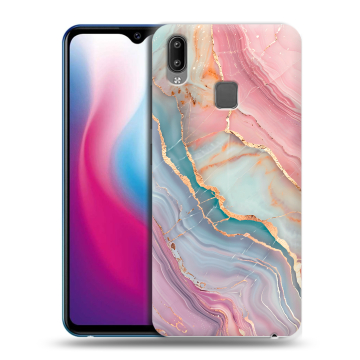 Пластиковый чехол на Vivo Y93 с принтом розовый мрамор