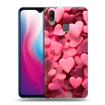 Пластиковый чехол на Vivo Y93 с принтом розовые сердечки