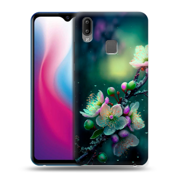 Пластиковый чехол на Vivo Y93 с принтом Цветы и мрамор Пластиковый чехол на Vivo Y93 с принтом Цветы и мрамор