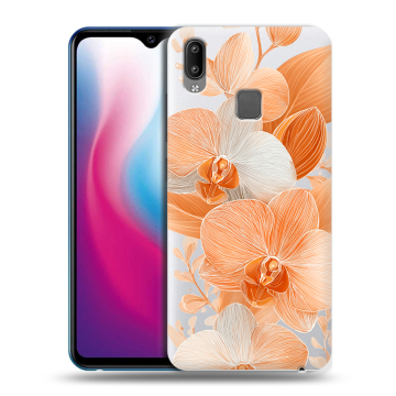 Пластиковый чехол на Vivo Y93 с принтом Бежевые цветы Пластиковый чехол на Vivo Y93 с принтом Бежевые цветы
