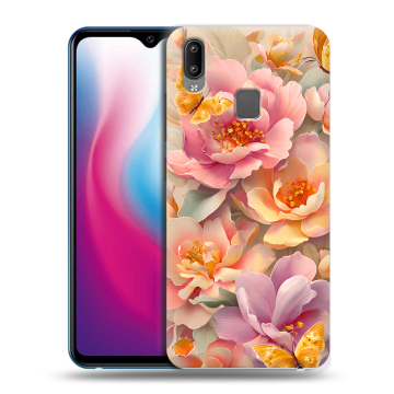 Пластиковый чехол на Vivo Y93 с принтом Цветы и бабочки Пластиковый чехол на Vivo Y93 с принтом Цветы и бабочки
