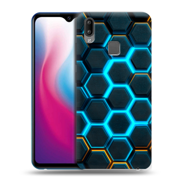 Пластиковый чехол на Vivo Y93 с принтом Неоновые соты Пластиковый чехол на Vivo Y93 с принтом Неоновые соты