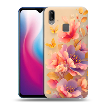 Пластиковый чехол на Vivo Y93 с принтом Цветы и бабочки Пластиковый чехол на Vivo Y93 с принтом Цветы и бабочки