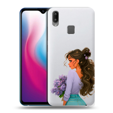 Пластиковый чехол на Vivo Y93 с принтом девушка цветы Пластиковый чехол на Vivo Y93 с принтом девушка цветы