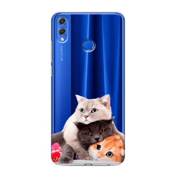 Силиконовый чехол на Huawei Honor 10 Lite с принтом Кошки Силиконовый чехол на Huawei Honor 10 Lite с принтом Кошки