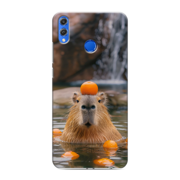 Силиконовый чехол на Huawei Honor 10 Lite с принтом Капибара с апельсином