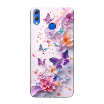 Силиконовый чехол на Huawei Honor 10 Lite с принтом цветы бабочки Силиконовый чехол на Huawei Honor 10 Lite с принтом цветы бабочки