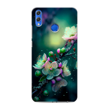 Силиконовый чехол на Huawei Honor 10 Lite с принтом Цветы и мрамор Силиконовый чехол на Huawei Honor 10 Lite с принтом Цветы и мрамор