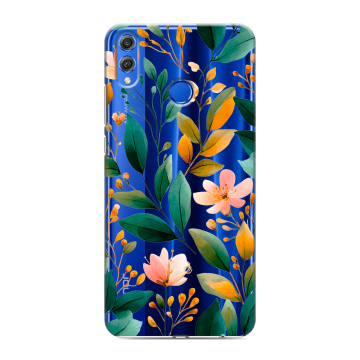 Силиконовый чехол на Huawei Honor 10 Lite с принтом Цветы паттерн Силиконовый чехол на Huawei Honor 10 Lite с принтом Цветы паттерн