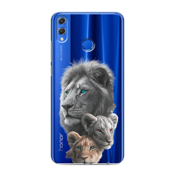 Силиконовый чехол на Huawei Honor 10 Lite с принтом Львы Силиконовый чехол на Huawei Honor 10 Lite с принтом Львы
