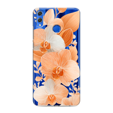 Силиконовый чехол на Huawei Honor 10 Lite с принтом Бежевые цветы Силиконовый чехол на Huawei Honor 10 Lite с принтом Бежевые цветы