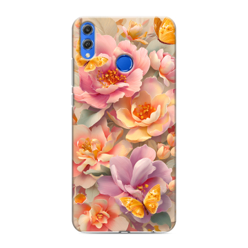Силиконовый чехол на Huawei Honor 10 Lite с принтом Цветы и бабочки Силиконовый чехол на Huawei Honor 10 Lite с принтом Цветы и бабочки