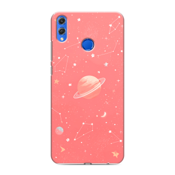 Силиконовый чехол на Huawei Honor 10 Lite с принтом Розовый космос Силиконовый чехол на Huawei Honor 10 Lite с принтом Розовый космос