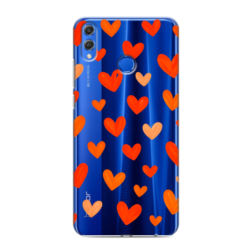 Силиконовый чехол на Huawei Honor 10 Lite с принтом Сердечки Силиконовый чехол на Huawei Honor 10 Lite с принтом Сердечки