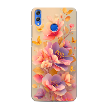 Силиконовый чехол на Huawei Honor 10 Lite с принтом Цветы и бабочки Силиконовый чехол на Huawei Honor 10 Lite с принтом Цветы и бабочки