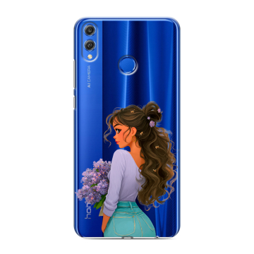 Силиконовый чехол на Huawei Honor 10 Lite с принтом девушка цветы Силиконовый чехол на Huawei Honor 10 Lite с принтом девушка цветы