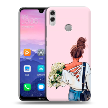 Пластиковый чехол на Huawei Honor 8X Max с принтом Девушка и букет Пластиковый чехол на Huawei Honor 8X Max с принтом Девушка и букет