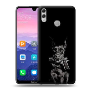 Пластиковый чехол на Huawei Honor 8X Max с принтом Доберман и пистолет Пластиковый чехол на Huawei Honor 8X Max с принтом Доберман и пистолет