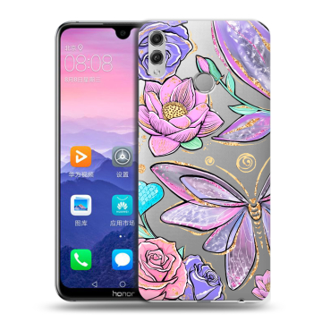 Пластиковый чехол на Huawei Honor 8X Max с принтом Бабочки и цветы