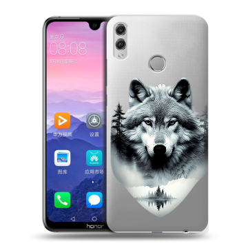 Пластиковый чехол на Huawei Honor 8X Max с принтом Волк в лесу