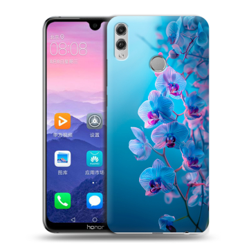 Пластиковый чехол на Huawei Honor 8X Max с принтом голубые орхидеи