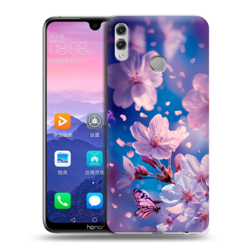 Пластиковый чехол на Huawei Honor 8X Max с принтом цветы бабочки