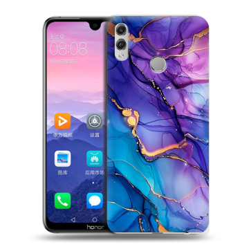 Пластиковый чехол на Huawei Honor 8X Max с принтом синий мрамор