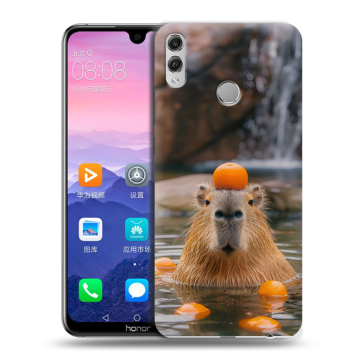 Пластиковый чехол на Huawei Honor 8X Max с принтом Капибара с апельсином