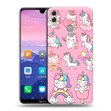 Пластиковый чехол на Huawei Honor 8X Max с принтом Единороги и радуга