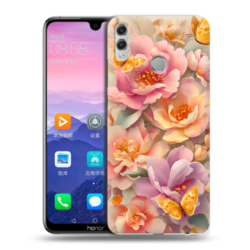 Пластиковый чехол на Huawei Honor 8X Max с принтом Цветы и бабочки