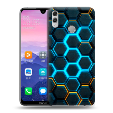 Пластиковый чехол на Huawei Honor 8X Max с принтом Неоновые соты