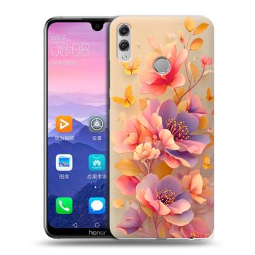 Пластиковый чехол на Huawei Honor 8X Max с принтом Цветы и бабочки