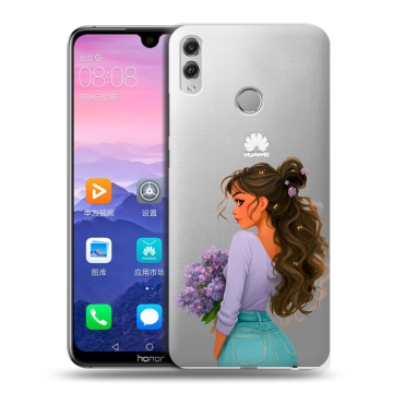 Пластиковый чехол на Huawei Honor 8X Max с принтом девушка цветы