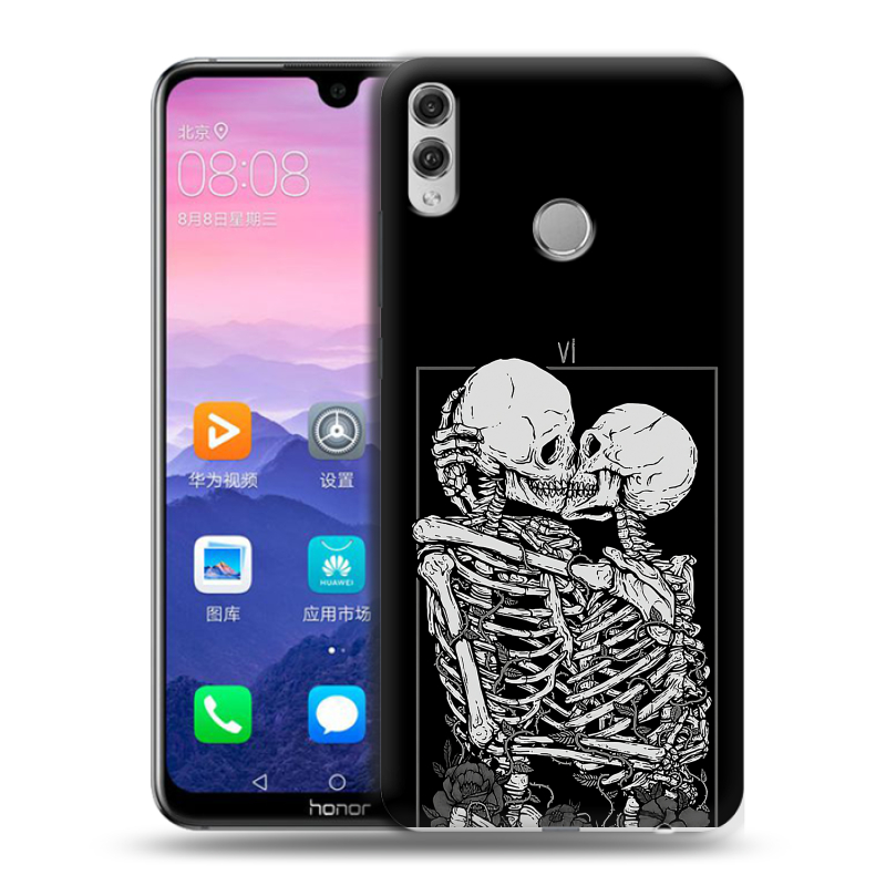Пластиковый чехол на Huawei Honor 8X Max с принтом Поцелуй скелетов Пластиковый чехол на Huawei Honor 8X Max с принтом Поцелуй скелетов