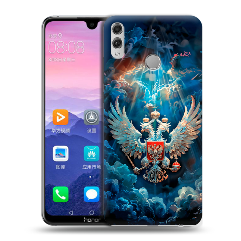 Пластиковый чехол на Huawei Honor 8X Max с принтом Герб флаг России Пластиковый чехол на Huawei Honor 8X Max с принтом Герб флаг России