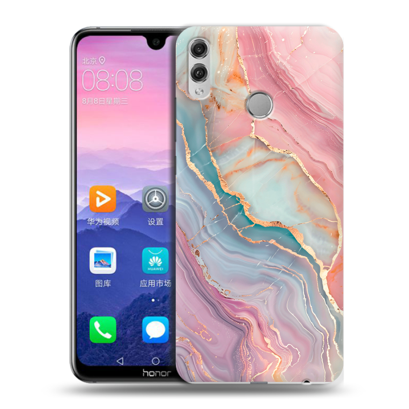 Пластиковый чехол на Huawei Honor 8X Max с принтом розовый мрамор Пластиковый чехол на Huawei Honor 8X Max с принтом розовый мрамор