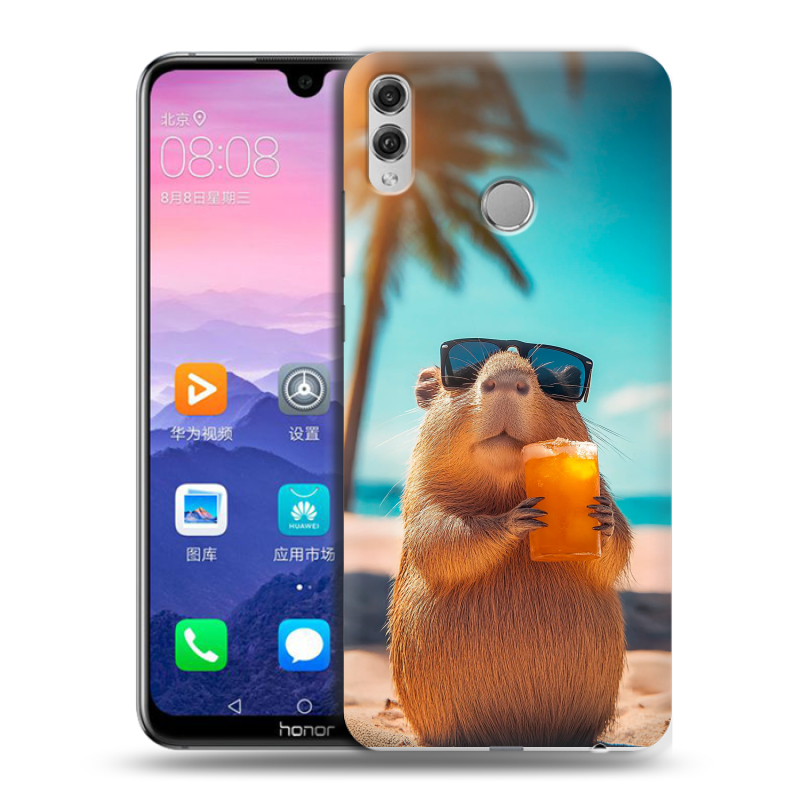Пластиковый чехол на Huawei Honor 8X Max с принтом Капибара Пластиковый чехол на Huawei Honor 8X Max с принтом Капибара