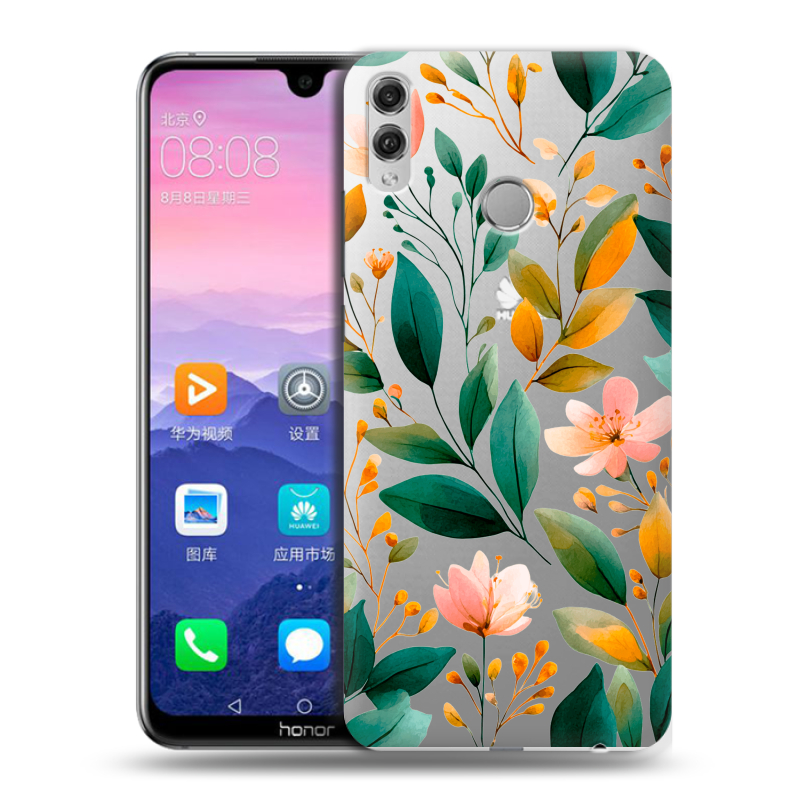 Пластиковый чехол на Huawei Honor 8X Max с принтом Цветы паттерн Пластиковый чехол на Huawei Honor 8X Max с принтом Цветы паттерн