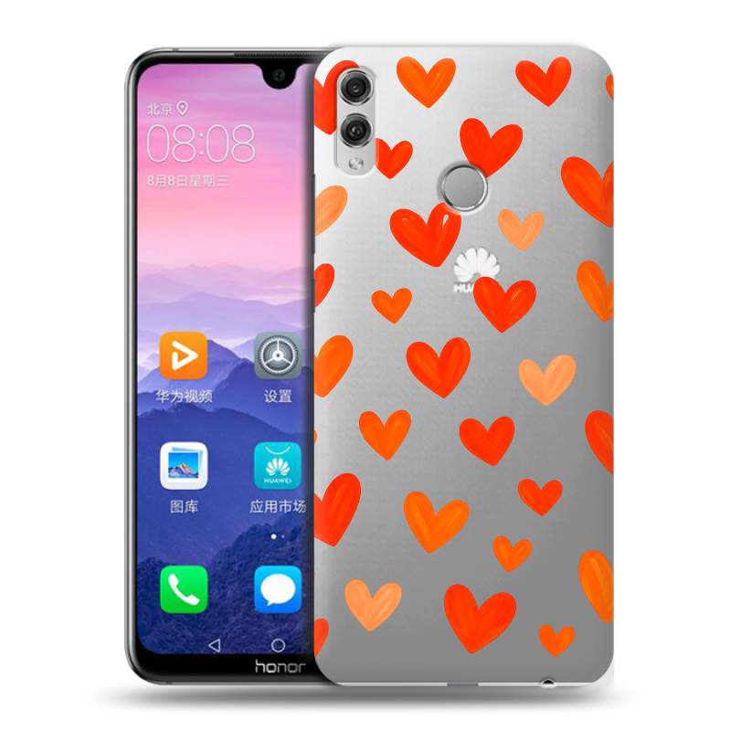 Пластиковый чехол на Huawei Honor 8X Max с принтом Сердечки Пластиковый чехол на Huawei Honor 8X Max с принтом Сердечки