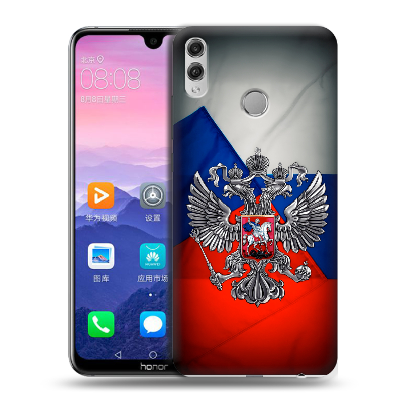 Пластиковый чехол на Huawei Honor 8X Max с принтом Флаг России Пластиковый чехол на Huawei Honor 8X Max с принтом Флаг России