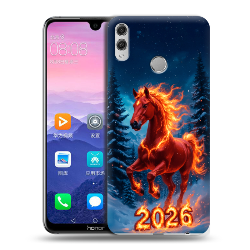 Пластиковый чехол на Huawei Honor 8X Max с принтом Новый год коня Пластиковый чехол на Huawei Honor 8X Max с принтом Новый год коня