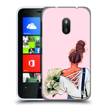 Пластиковый чехол на Nokia Lumia 620 с принтом Девушка и букет